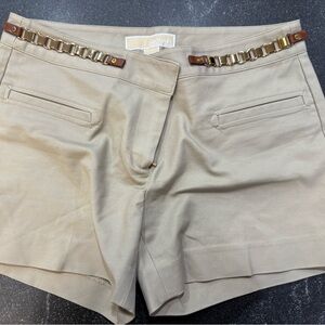 Michael Kors Beige High Waist Shorts with Gold Details